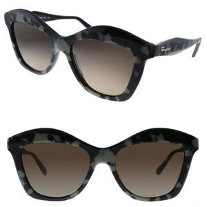 SALVATORE FERRAGAMO SF941S NEW Cat Eye Sunglasses Black Gray Made In Italy